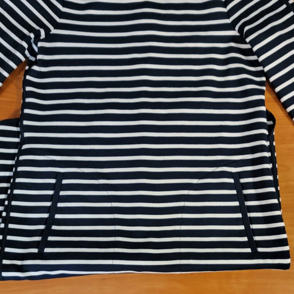 Lands' End Navy/White Nautical Stripe Ponte Shift Dress With Pockets - 8 - Picture 4 of 8